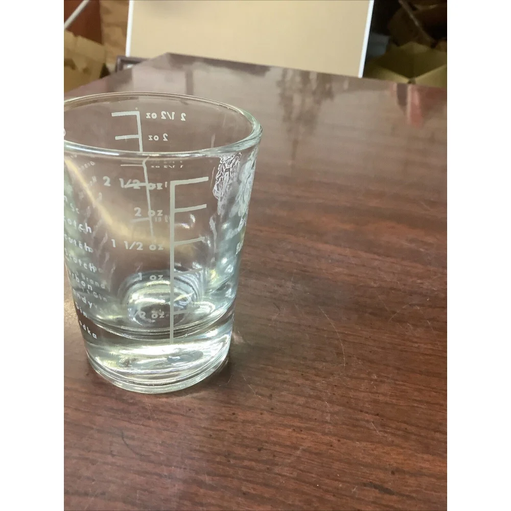 LIBBY BARCLAYS LOGO HEAVY SHOT GLASS 2 1/2 OZ 3 INCHES TALL